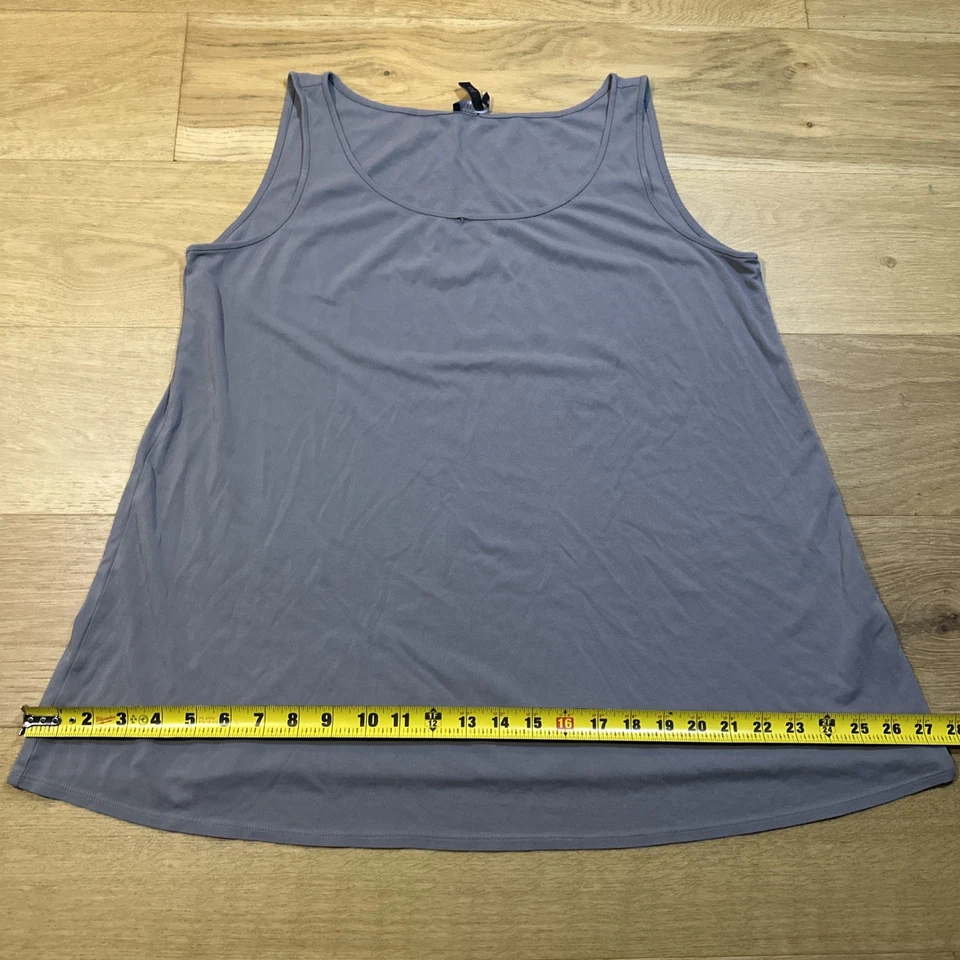 Eileen Fisher Stretch Silk Charmeuse Scoop Neck Tank Women’s Size L Dove Gray - Image 3 of 4