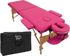 Massage Table Portable Beauty Spa Bed Salon Couch Bed Wooden Legs 2 Sections