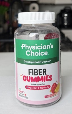 Physician s Choice Fiber Gummies for Digestive Health & Regularity - Raspberr...