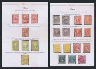 RARE BOLIVIA STAMPS 1895 1906 TOBACCO REVENUES INC RARE REDRAWN OVERPRINTS VF