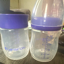 Lansinoh BPA-Free Plastic Baby Bottle Set 160ml/5.5oz Clear Purple 0