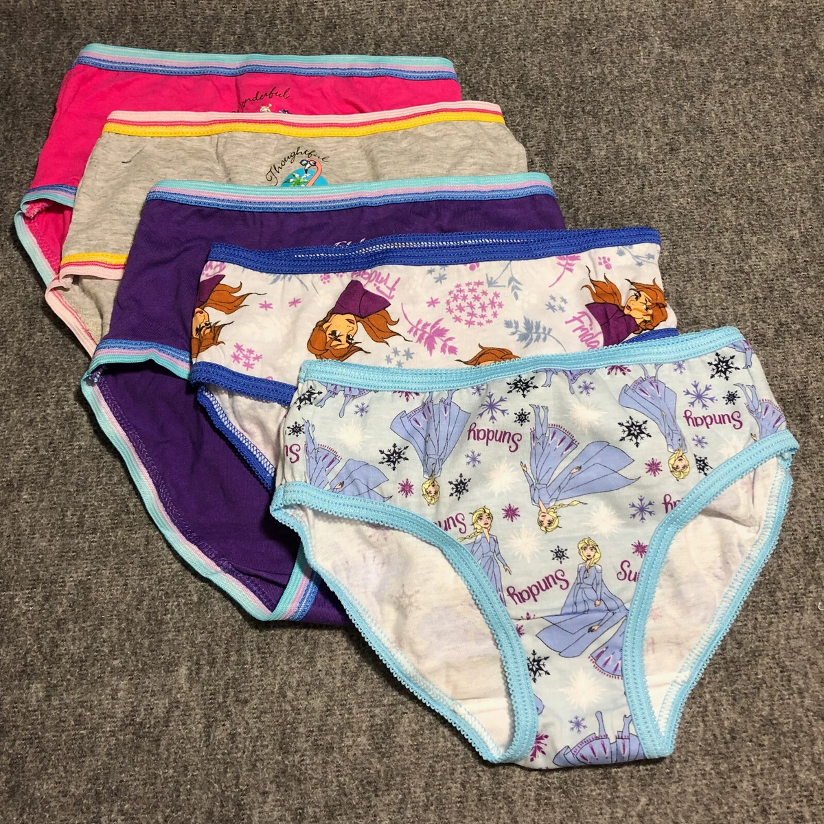 Disney Frozen II Wonder Nation Girls 5 Pack Assorted Multicolor Panties 6  NWOT