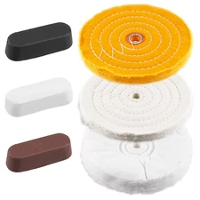 Glarks 6Pcs Buffing Polishing Wheel and Polishing Compounds Set for Bench Grinde