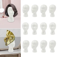 12 PCS Realistic White Mannequin Heads for Wig Styling and Display, 11.02 in