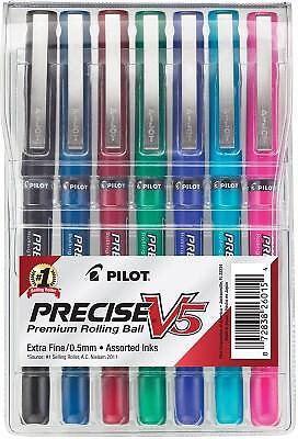 Pilot Precise V5 Premium Rolling Ball Pens - Assorted Ink - 7 Pack