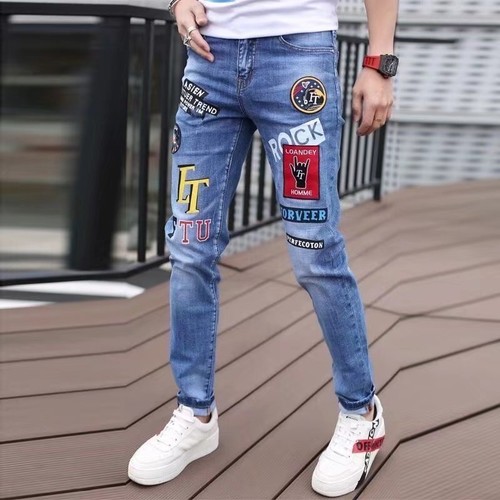 Herrenjeans Jeans eng elastisch mit Hip-Hop-Patches - Bild 2 von 13