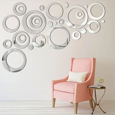 Round Acrylic Mirror Wall Stickers- 32 Pieces