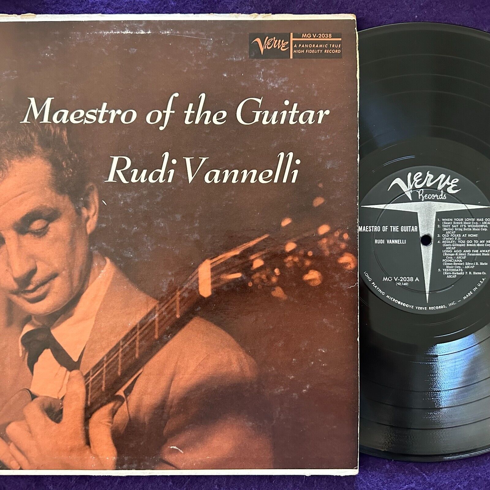 RUDI VANNELLI Maestro of The Guitar LP VERVE MG V 2038 Mono Jazz VG