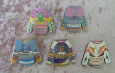 (5)  Disney Parks - Holiday Sweaters - Blind Box Pins Lot- Bolt - Pascal - Genie