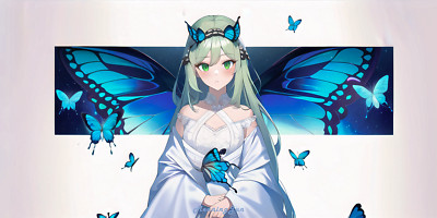 Anime Girls Ai Art Dress Butterfly Butterfly Wings  Gaming Mat Desk 10617