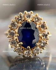 3.50 CT Oval Cut Lab-Created Sapphire Wedding Halo Ring 14k Yellow Gold Plated