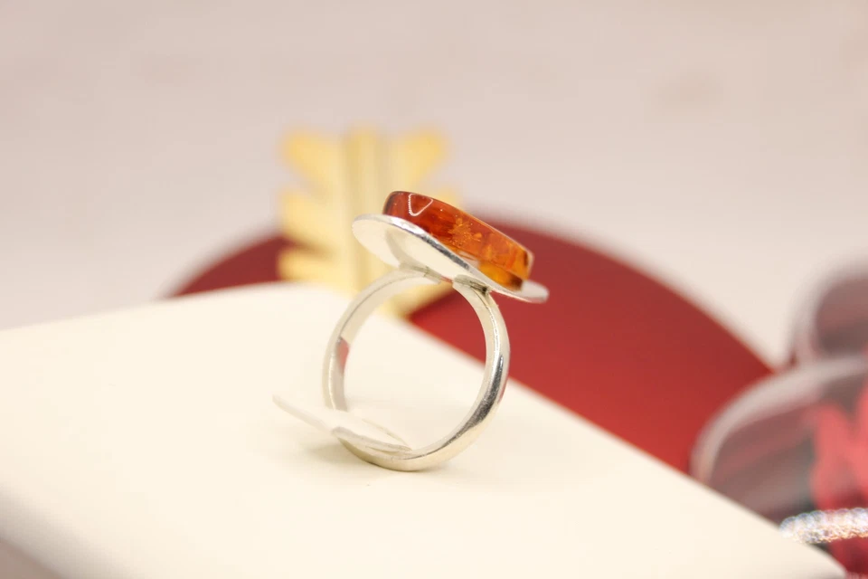 ANELLO ARGENTO AMBRA NATURALE OVALE  MM 24X10 MIS 16 EXPLOIT - Immagine 4 di 4