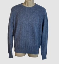  295 Neiman Marcus Men's Blue Cashmere/Wool Classic Crewneck Sweater Size L