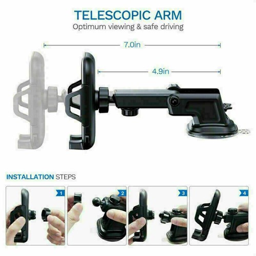 5Pack Universal 360° Windshield Mount Car Holder Cradle Long Neck For iPhone15 - Picture 7 of 7
