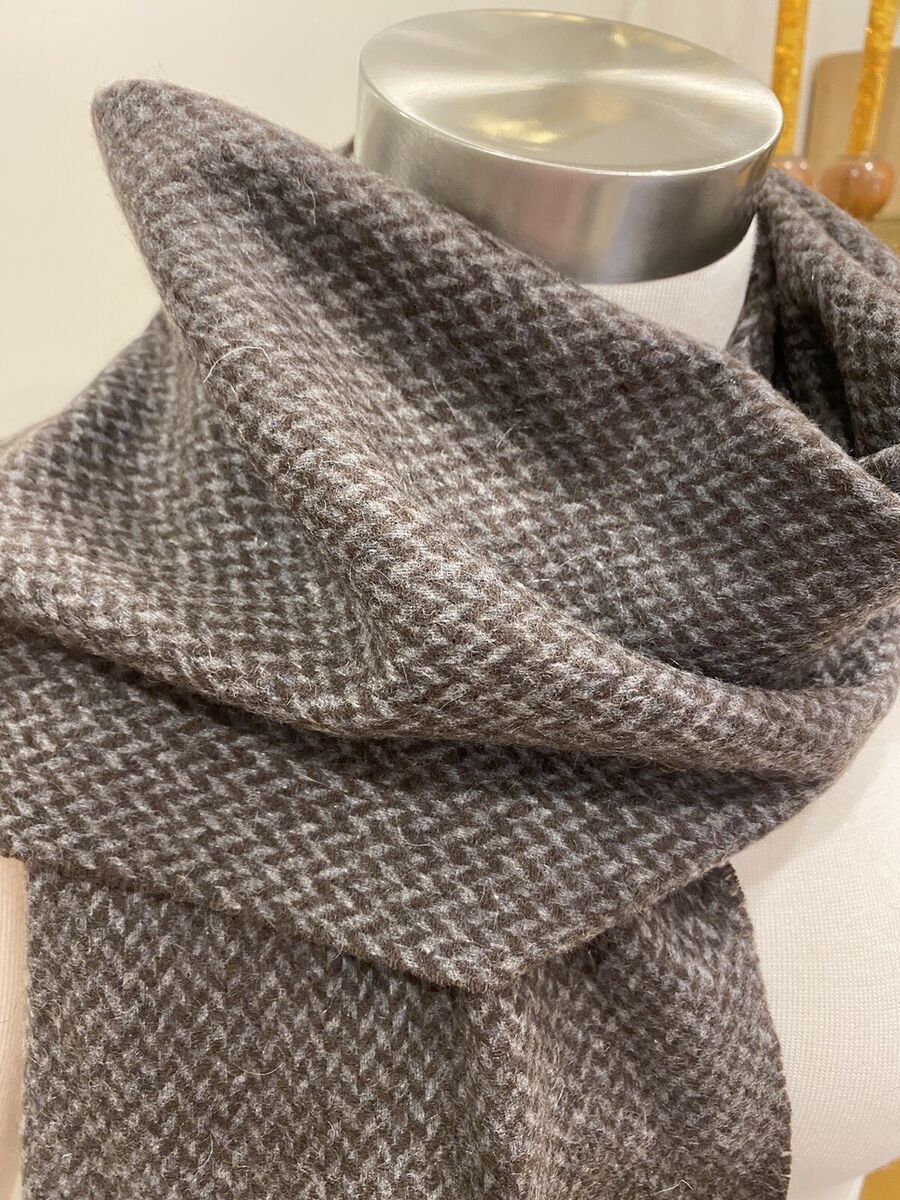 Enzo Mantovani 100% Cashmere Scarf Brown Gray Houndstooth Enzo Mantovani 100% Cashmere Scarf Brown Gray Houndstooth