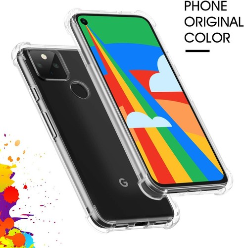 For Google Pixel 5 Transparent Clear Hybrid Case Slim Rubber Bumper TPU Cover - Picture 4 of 6