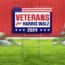 Veteran For Harris Walz 2024 Yard Sign, Harris For President, Democrat Garden Si