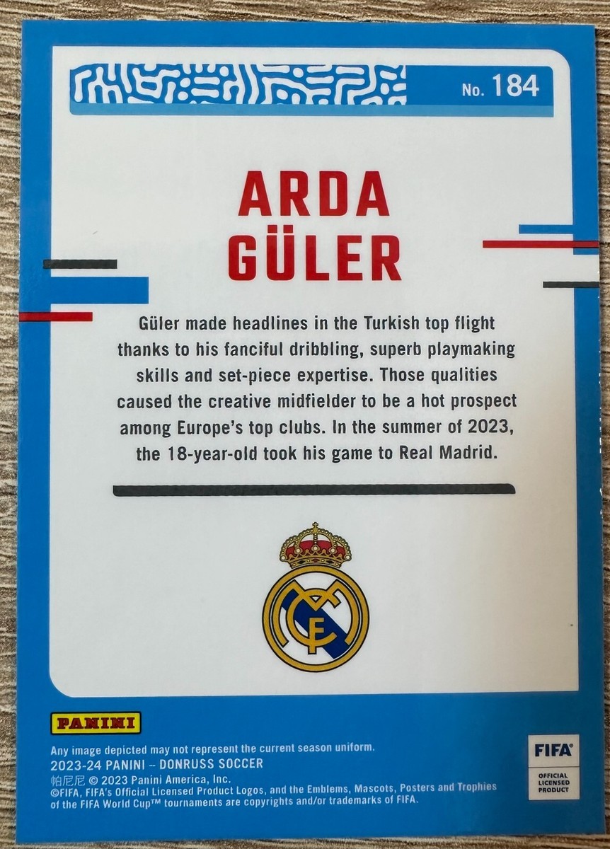 ARDA GULER 2023-24 PANINI DONRUSS SOCCER SP OPTIC RATED  2023-24 Donruss Optic FIFA Rated Rookie #184  Arda Guler PSA 10 Gem Mint main image 0