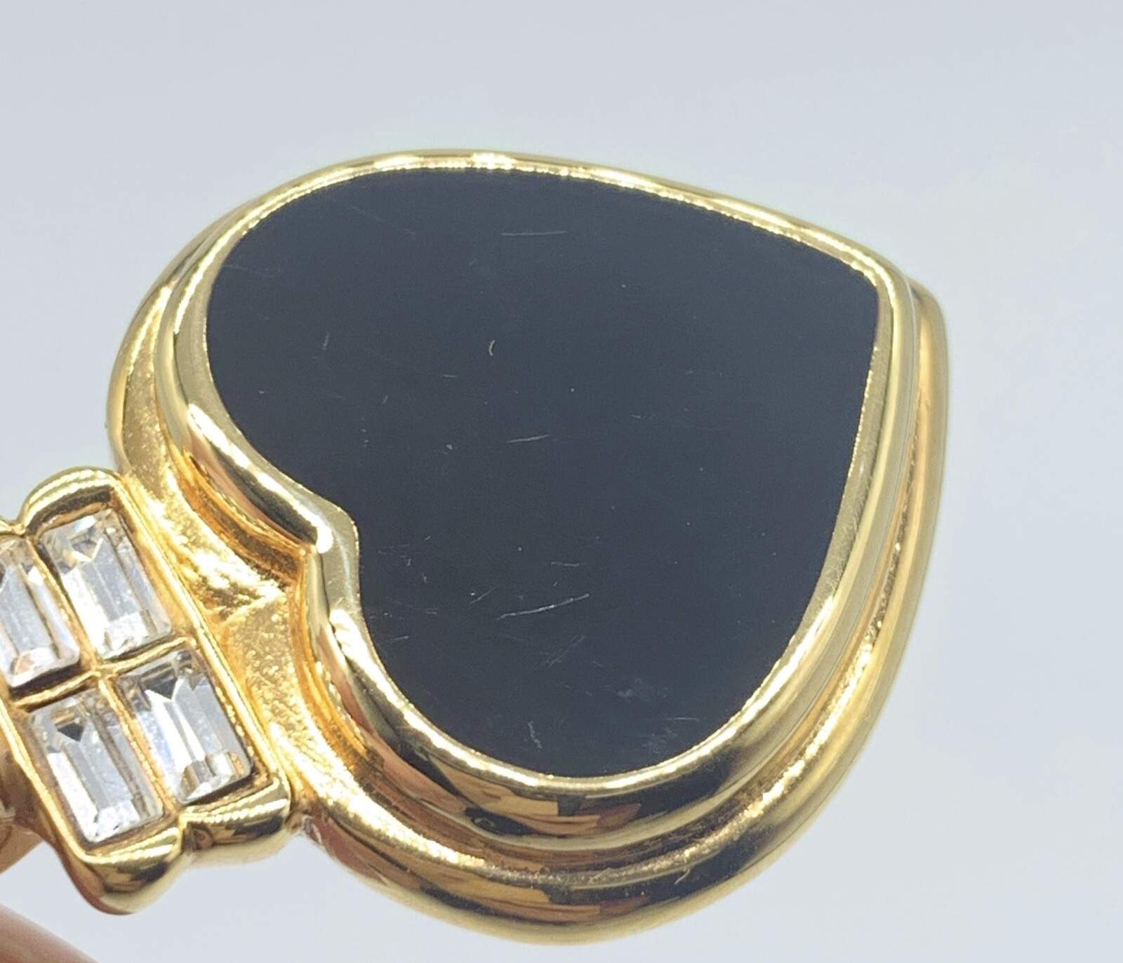 VTG KJL Kenneth Jay Lane Black Heart Rhinestone G… - image 4