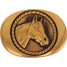 New Brass Horse Cowgirl Cowboy Breeder Trainer Rider 70s NOS Vintage Belt Buckle