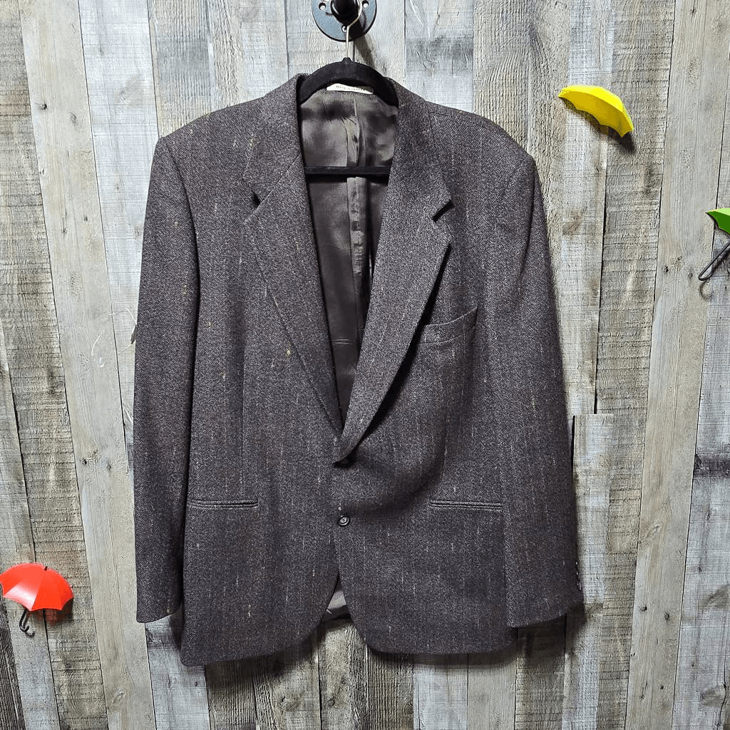 Giacca cappotto sportivo blazer tweed marrone vintage Yves Saint Laurent YSL