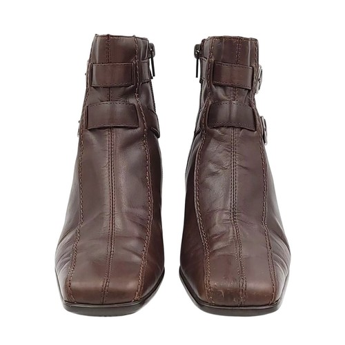Sesto Meucci Women Block Heel Ankle Booties Size US 6M Brown Leather - Picture 4 of 6