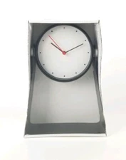 IKEA GNISSLA Table Clock 5" Black 10" Tall Stand Battery Operated New 