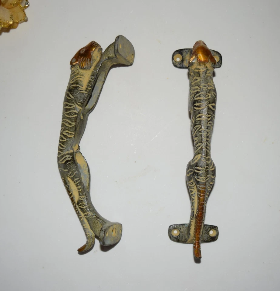 Juego de manijas en forma de jaguar para correr puerta de tigre de latón empuñadura de estante para muebles HK463 Foto 2 de 4