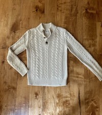 Kids Gap Cream Cable-Knit With Button Collar Sweater L 10