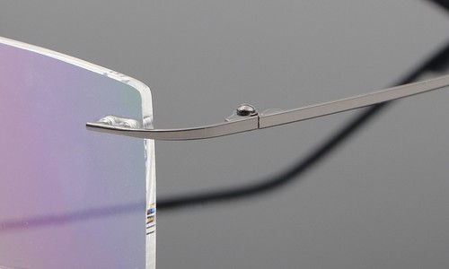 Men's Rimless β Titanium Eyeglasses Frames Rectangular Optical Frame Gunmetal - Picture 8 of 10