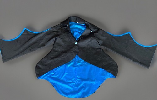 Black Batwing Jacket Adult XL Blue Lined Halloween Costume Cosplay Anime Vanitas