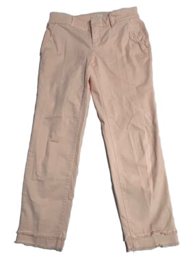 Pink Slashed Pocket Women Loft Pink Super Soft Stretch Straight Leg Raw Hem Slash Pocket ...