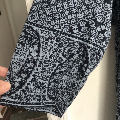 Tunica maglietta Lucky Brand Navy top donna taglie forti 2x blu stampa boho maniche a 3/4 - Foto 3 di 9