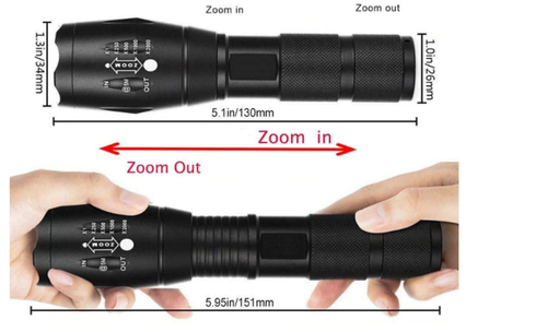 TORCIA LED T6 RICARICABILE USB ZOOM SOS BATTERIA 18650 FARO BICI LUCE FUCILE SOS - Picture 3 of 28