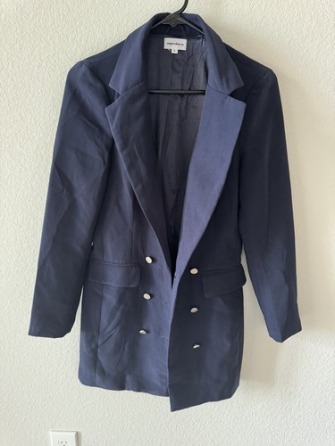 Superdown Womens Navy Blue Double Breasted Long Sleeve Blazer Jacket Size S - Picture 4 of 10
