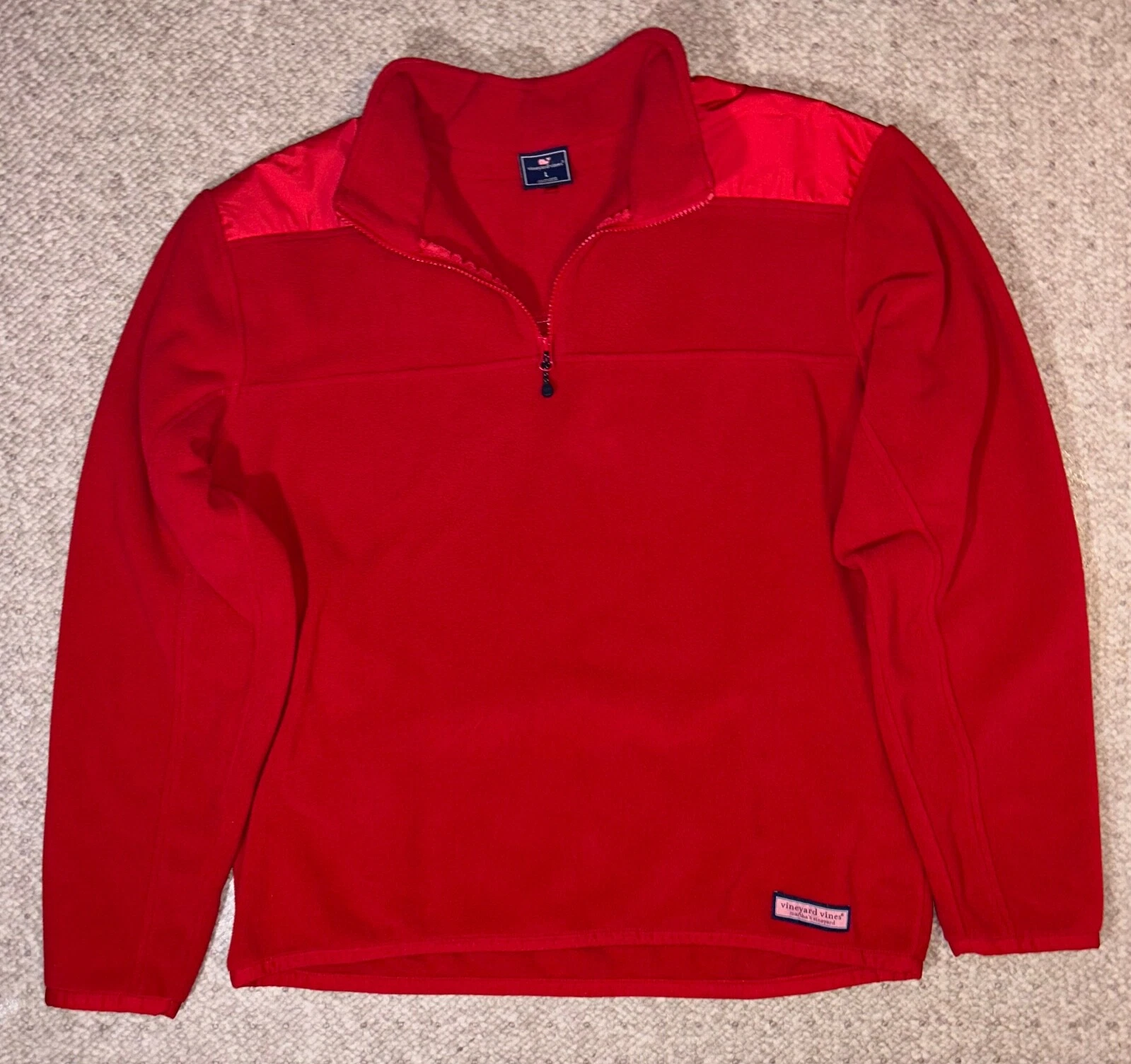 Vineyard Vines 1/4 Zip Men's Pullover Fleece Jacket L/S Logo Large Red
