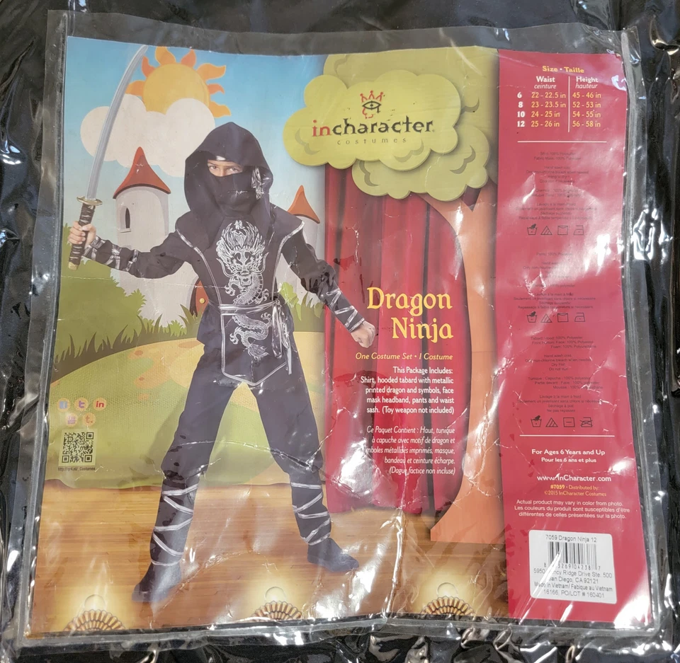 NUEVO Disfraz de Halloween InCharacter Dragon Ninja para niños (niños talla 12) Foto 4 de 4