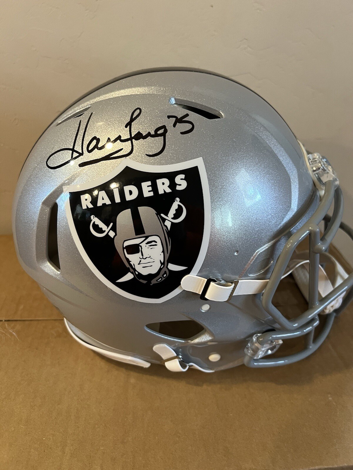 Howie Long Autographed Signed Oakland Raiders Full Size Authentic Helmet Beckett 