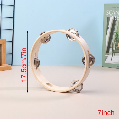 4/6/7/8/10In Hand Drum Toy Orff Musical Instrument Tambourine Hand Cranked Bell - Picture 16 of 17