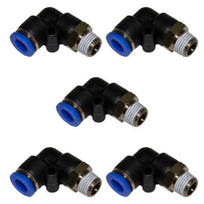 #ad 5pcs 1 4quot; OD Tube X 1 8quot; NPT Pneumatic 90 Deg Elbow Push To Connect Air Fitting $10.75
