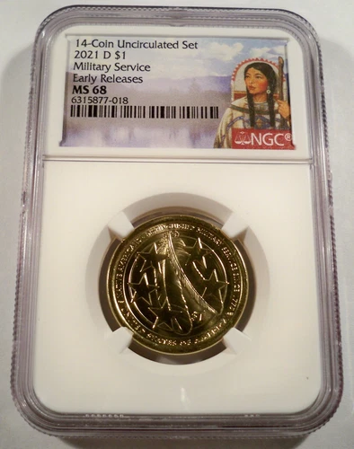 2021-D NGC MS68 SACAGAWEA DOLLAR MILITARY SERVICE $1 MS 68