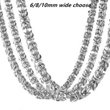 6mm/8mm/10mm Hot Polished Wome MEN Chain Stainless Steel Byzantine Link Necklace