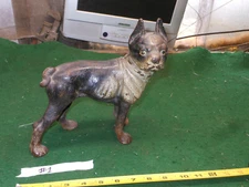 ANTIQUE HUBLEY CAST IRON BOSTON TERRIER DOG ART STATUE DOOR DOORSTOP 
