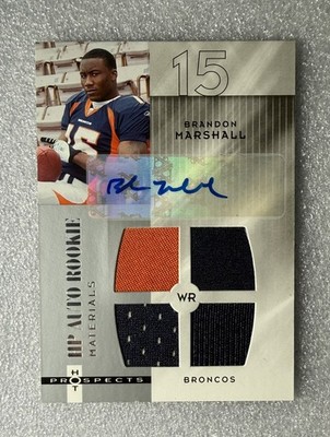 2006 Fleer Hot Prospects Brandon Marshall RC Auto Patch Rookie Broncos Jersey