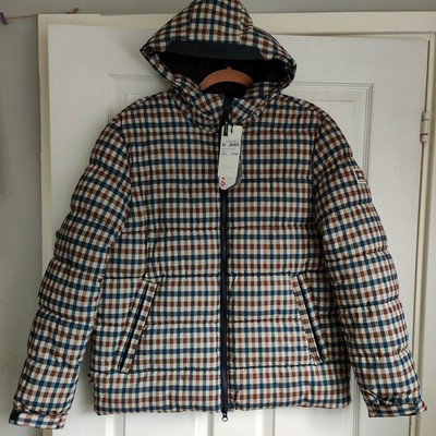 Aquascutum Active Club Check Down Puffer jacket, Large, Water/Wind Resistant #