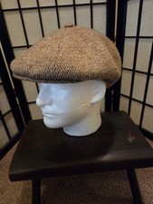 Vtg Kangol Design Tan Tweed Wool Blend Flat Cap Hat Mens Women's 7 3/8 England
