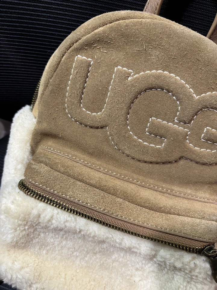 UGG Dannie II Mini Sheepskin Suede Chestnut Brown Backpack Pre Loved - Image 4 of 4