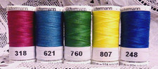5 NEW 274 yard Spools bright colors GUTERMANN 100 polyester sew-all thread