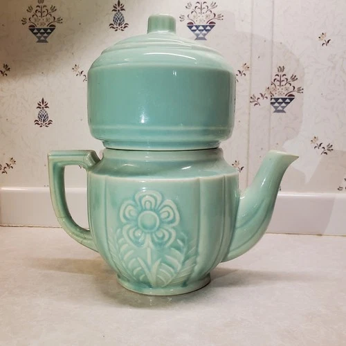 Shawnee Pottery "Flowers & Fern" Teapot and Infuser  With Lid