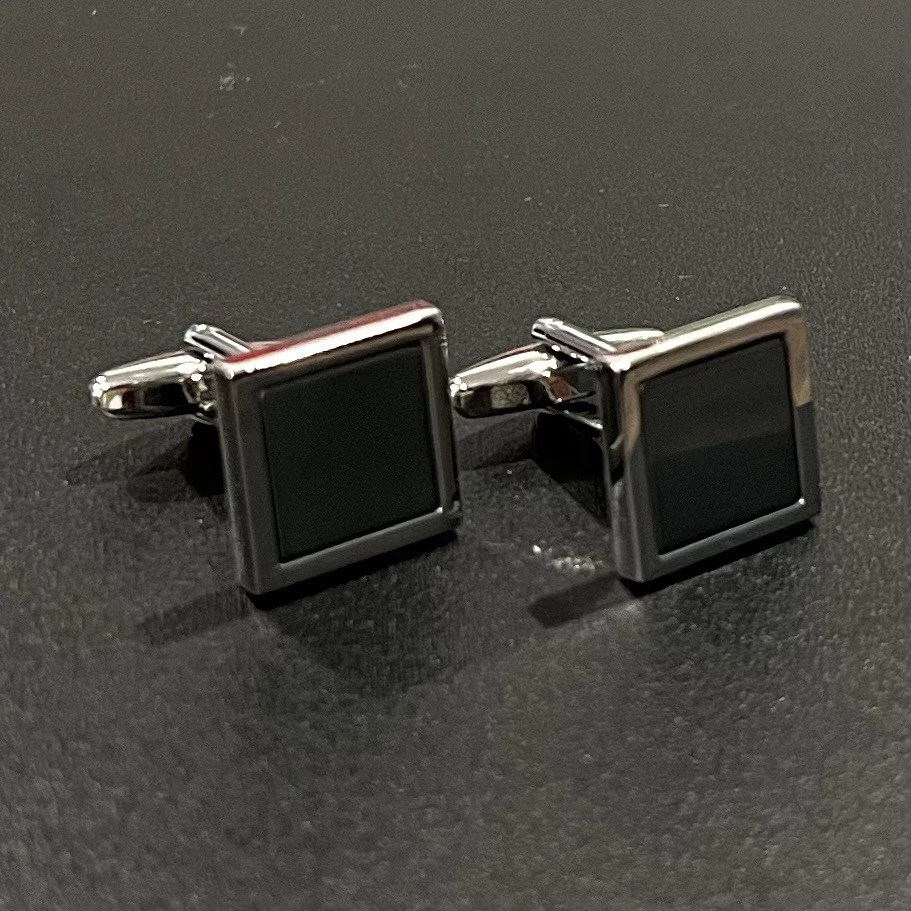 Gemelos cuadrados de piedra hematita para hombre cumpleaños día del padre regalo con caja Foto 4 de 4